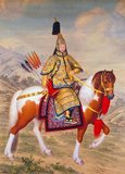The Qianlong Emperor (Chinese pinyin: Qianlong Di; Wade–Giles: Chien-lung Ti; Mongolian: Tengeriin Tetgesen Khaan, Manchu: Abkai Wehiyehe, Tibetan: lha skyong rgyal po), born Hongli (25 September 1711 – 7 February 1799) was the fifth emperor of the Manchu-led Qing Dynasty, and the fourth Qing emperor to rule over China proper.<br/><br/>

The fourth son of the Yongzheng Emperor, he reigned officially from 11 October 1736 to 7 February 1795. On 8 February (the first day of that lunar year), he abdicated in favor of his son, the Jiaqing Emperor - a filial act in order not to reign longer than his grandfather, the illustrious Kangxi Emperor. Despite his retirement, however, he retained ultimate power until his death in 1799. Although his early years saw the continuity of an era of prosperity in China, he held an unrelentingly conservative attitude. As a result, the Qing Dynasty's comparative decline began later in his reign.