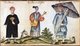 China: Triptych painting of a Mandarin, a Mandarin's wife and a soldier, c.1749
